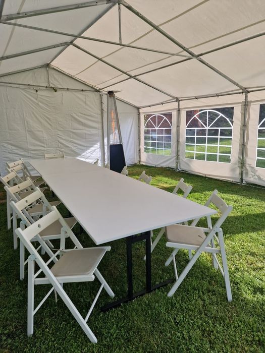 Krzesła stoły wynajem komunia urodziny namiot zastawa stołowa