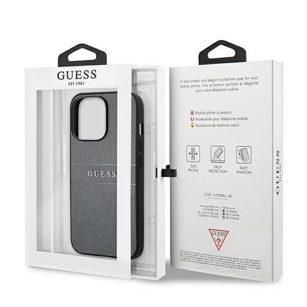 Etui Guess do iPhone 13 Pro Saffiano Strap Grey