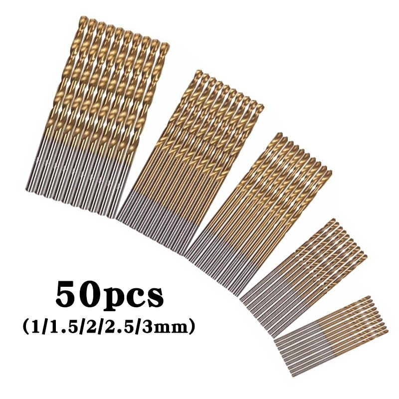 Wiertła tytanowe 50szt. 1.0, 1.5, 2.0, 3.0, 3.5mm do wszystkiego