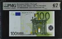 NOTA - PORTUGAL - 100 EUROS - 2002 - PMG 67 EPQ