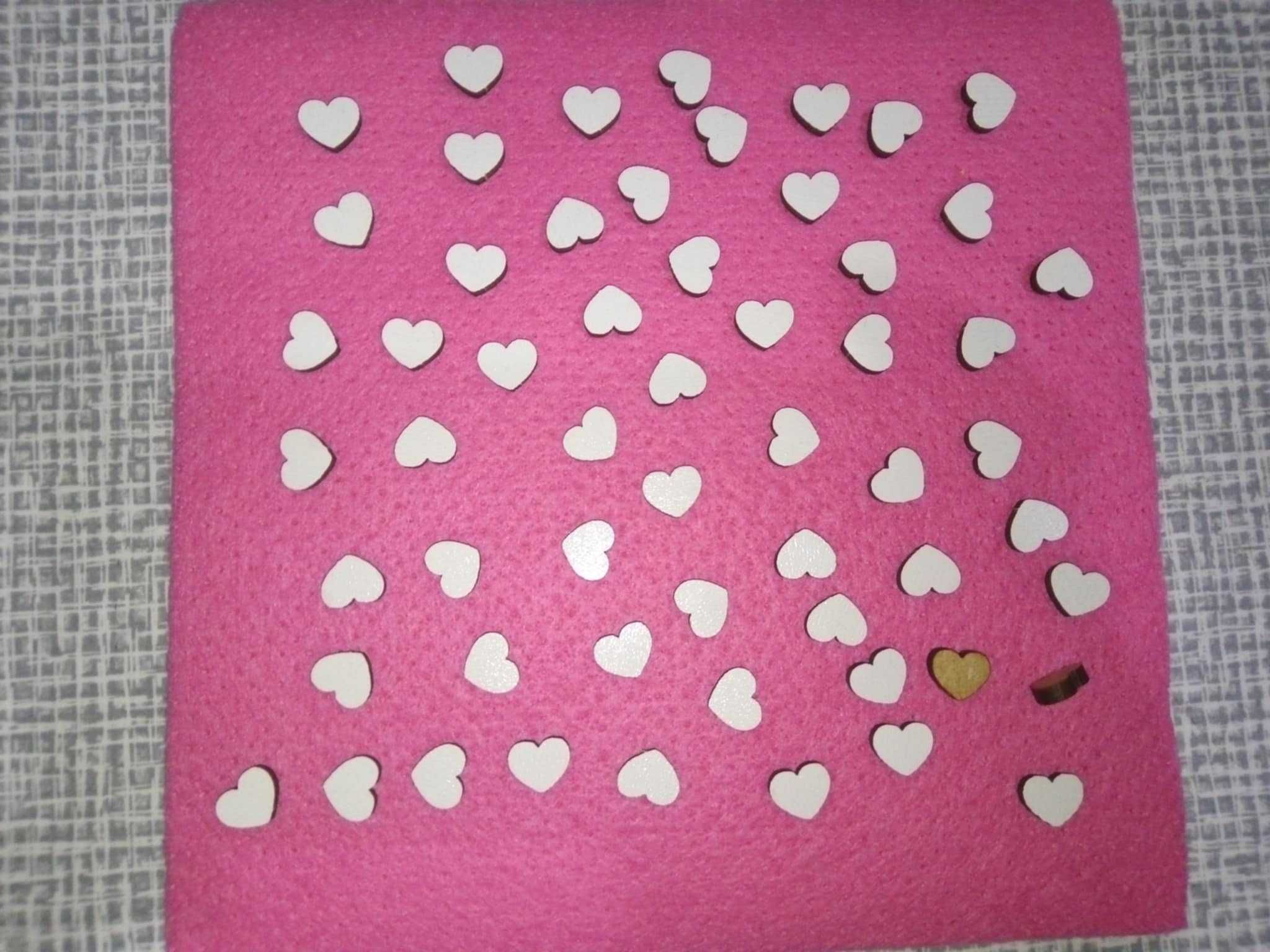 Serce serca mini ozdoba drewniane decoupage dekoracja białe 110szt