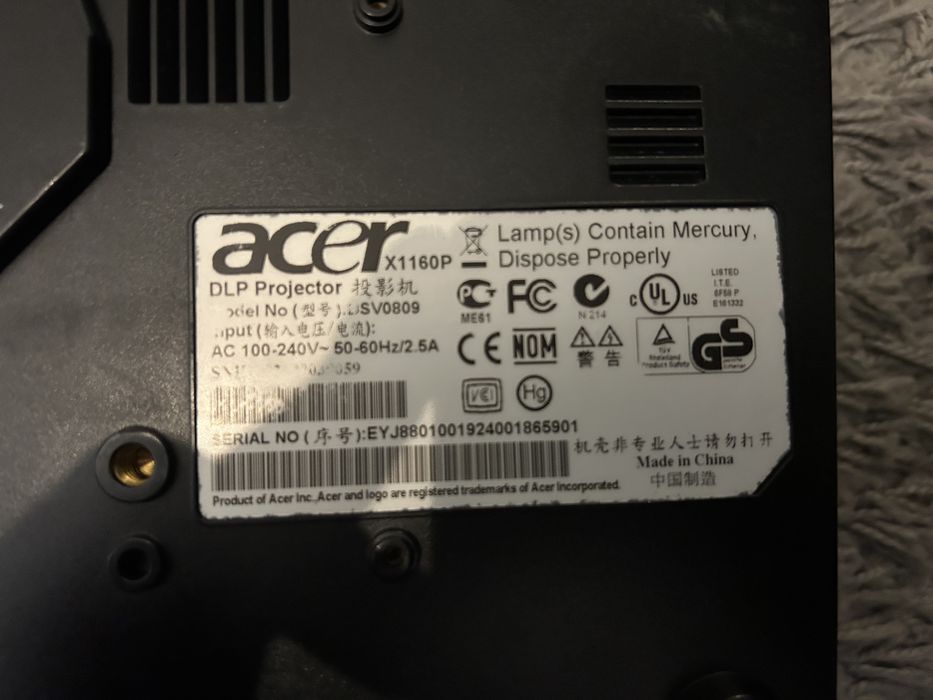 Projetor acer x1160p