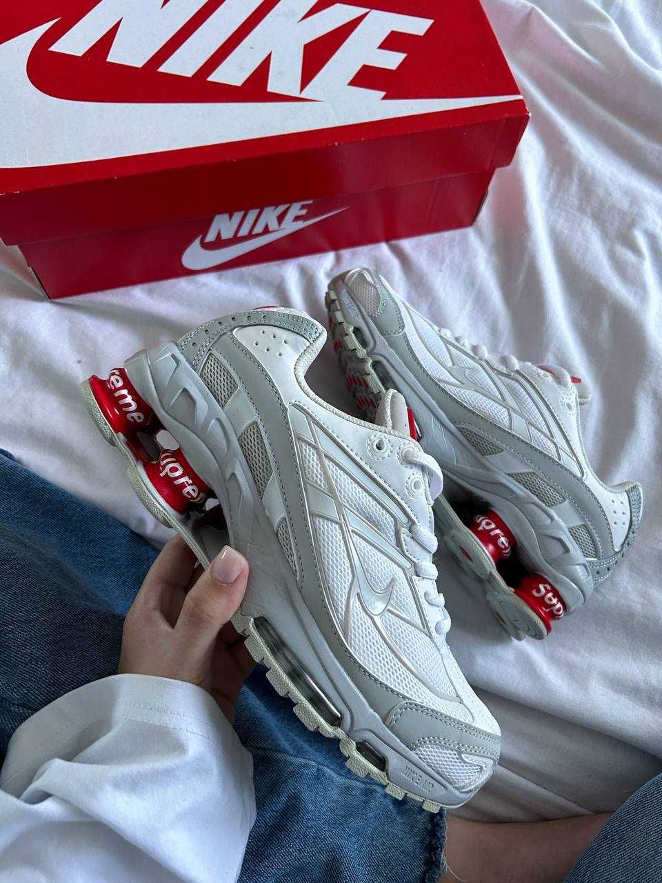 Чоловічі кросівки Nike x Supreme Shox Ride 2 SP білий з сірим Q217 ТОП