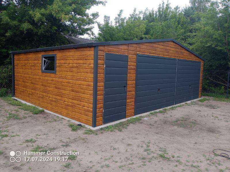 Garaż blaszany 8x6 WZMOCNIONY PROFILAMI W OCYNKU. Producent.