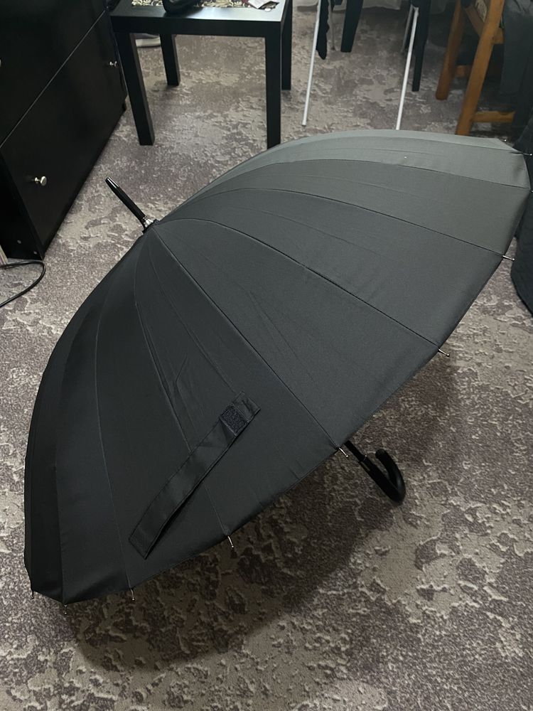 Большой чёрный зонт трость Toprain, мужской / женский на 24 спицы