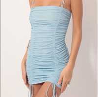 Блакитна міні сукня зі збірками Shein