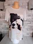 M t-shirt biały koszulka krótki rękaw bluzka BC Border Collie z psem
