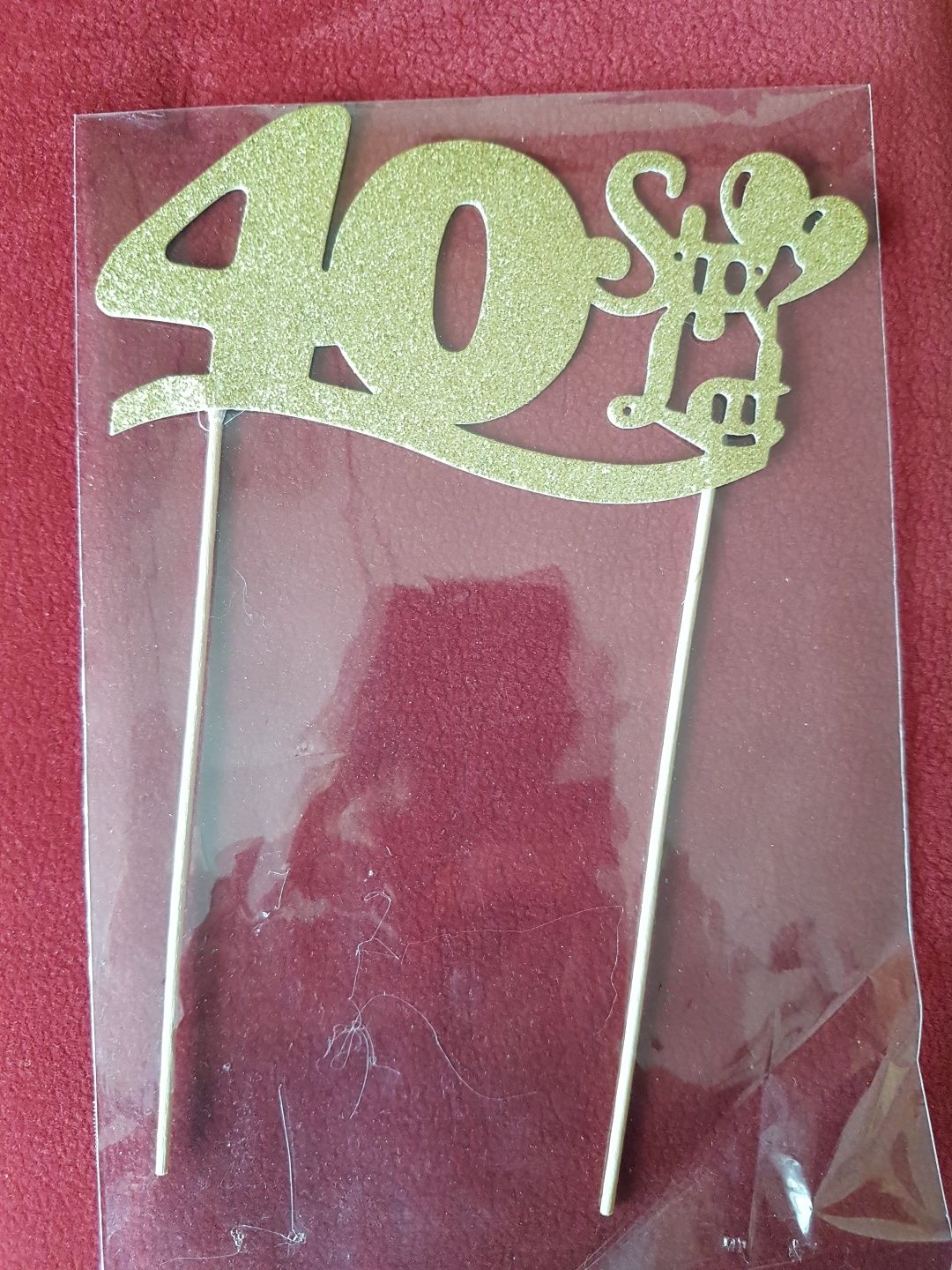 Balon foliowy "40th birthday!", topper na tort "40 sto lat"