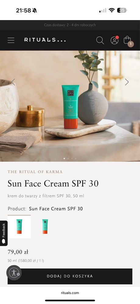 Spf 30 rituals krem do opalania