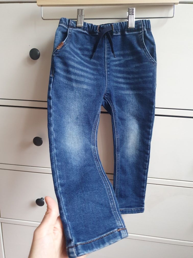 92/98 NEXT jeans ciepłe na gumce