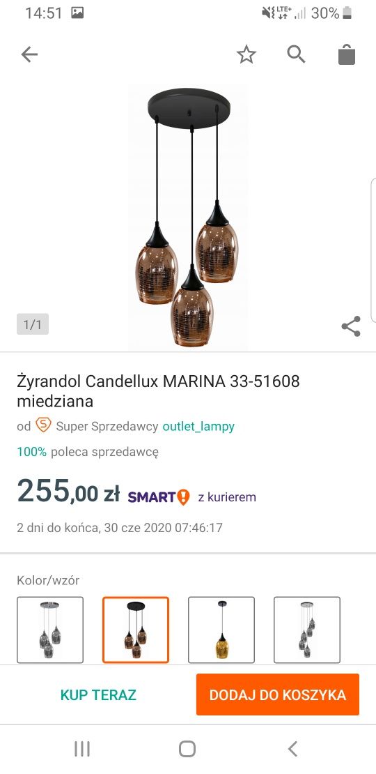 Żyrandol Marina złoty potrójny