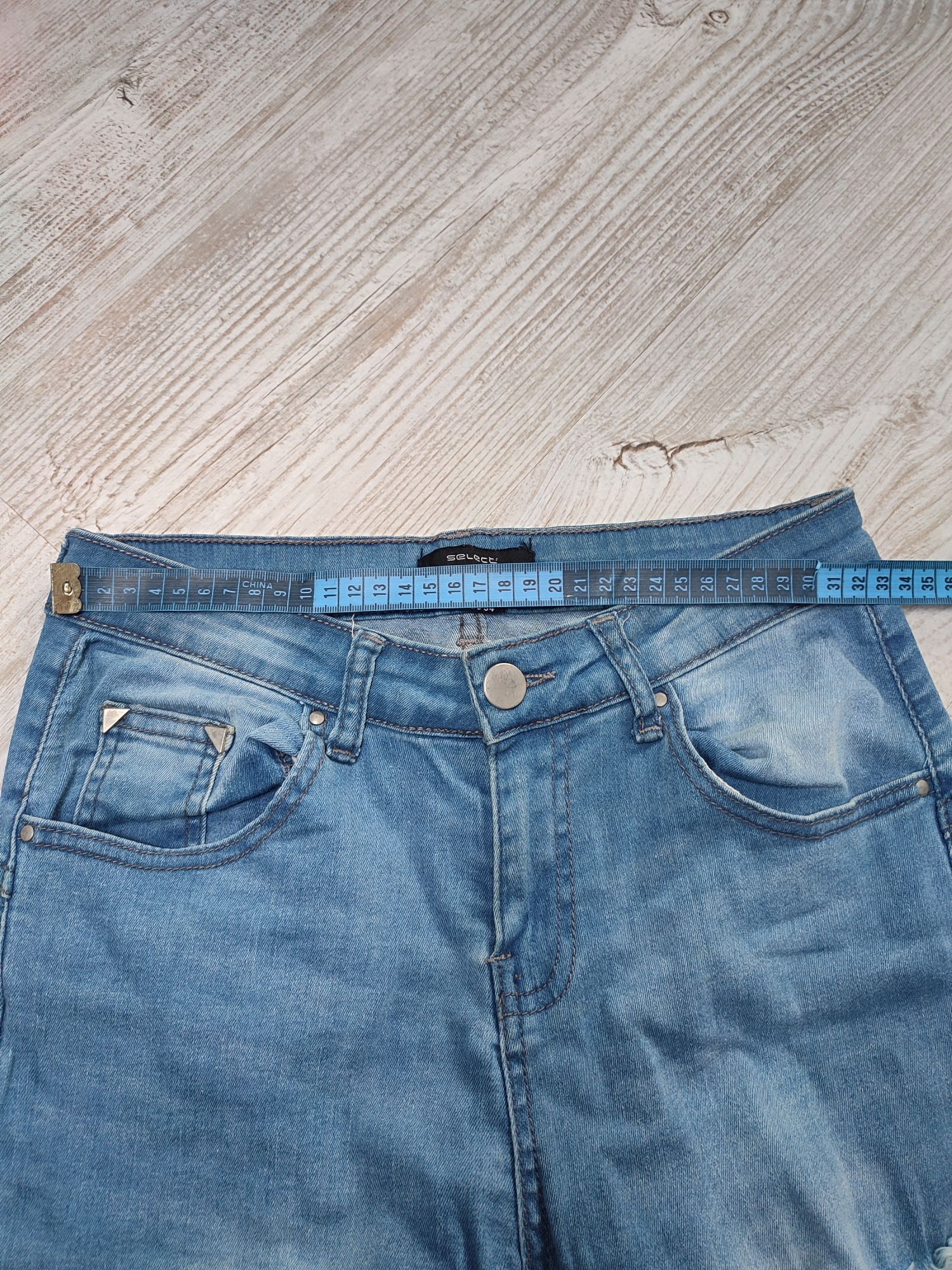 Select 34 XS spodnie damskie jeansowe dżinsy rurki dziury elastan