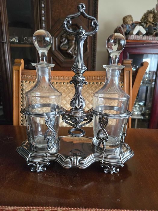 Srebrny kabaret styl Biedermeier Pr 950 Minerva Francja-Paryż XIXw