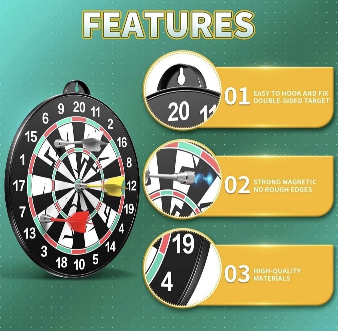 Dart dwustronny magnetyczny zestaw dla dzieci 3+ NOWY