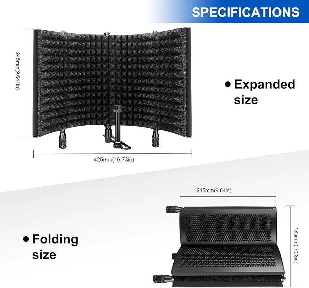 Aokeo Filtr pop do mikrofonu z absorbującą pianką, pochłaniający dźwię