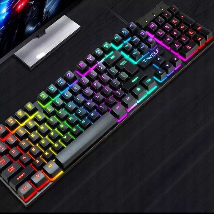 BOGATY GAMINGOWY ZESTAW Klawiatura + mysz gamingowa do gier prezent