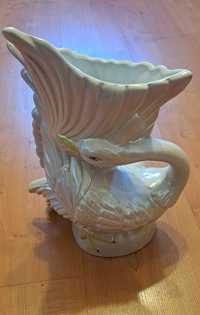 wazon donica z ceramiki w kształcie białego łabędzia