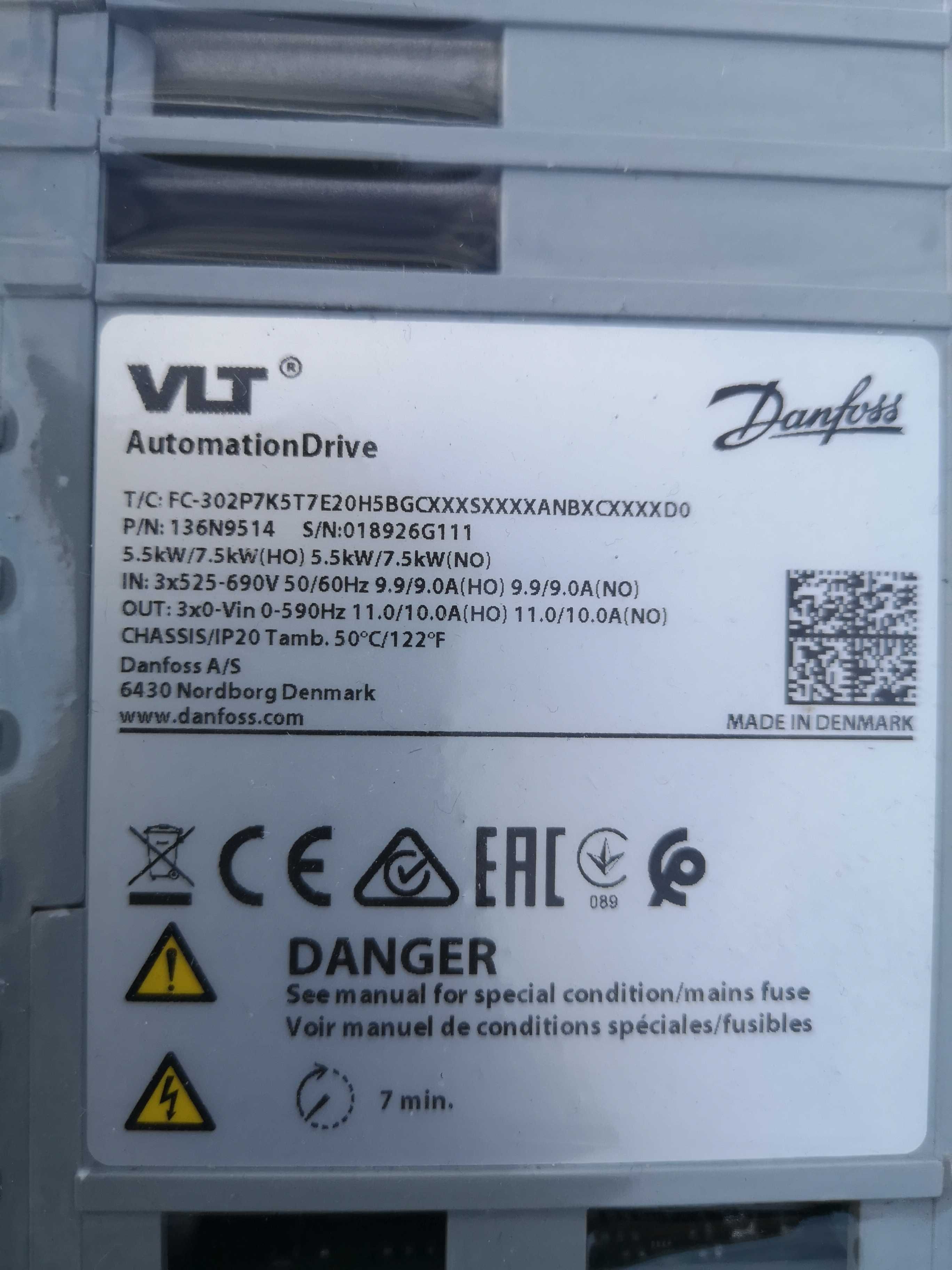 Falownik Danfoss 7.5 kW/5.5 kW FC-302P7K5T7E30H5BGC