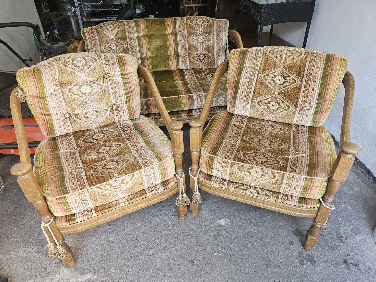 Zestaw mebli vintage lata 50, meble tapicerowane, 2 antyczne fotele +
