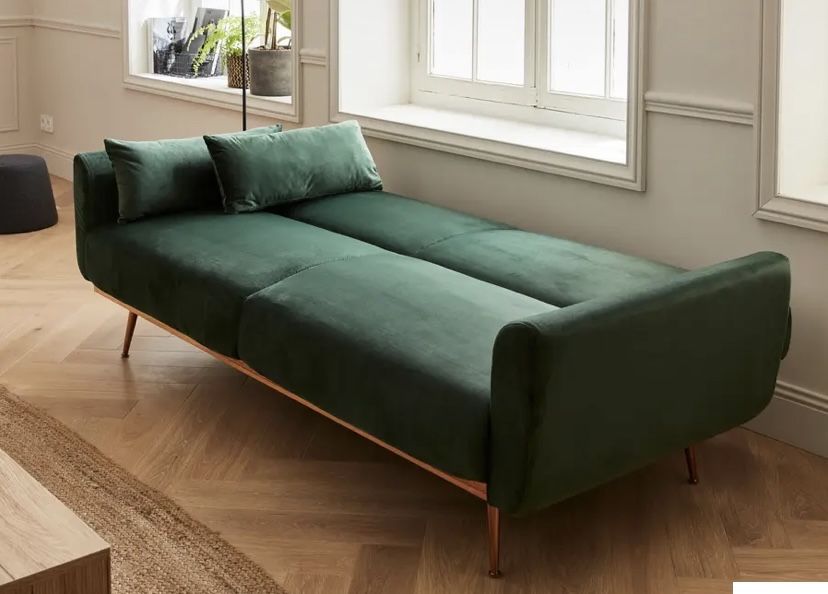 Sofá-cama verde para 2 a 3 pessoas