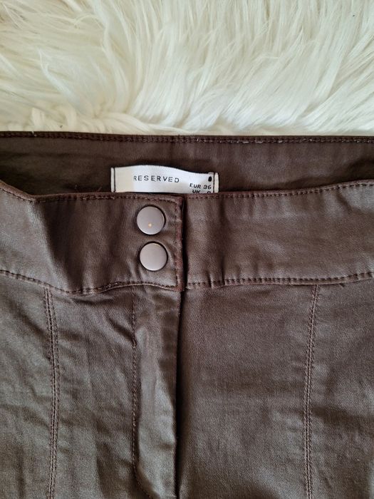 Spodnie z ekoskóry, brąz, czekolada, Stradivarius, rozm 36