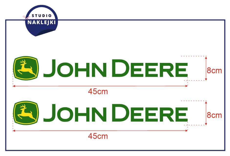 Naklejka logo napis John Deere 45x8 Nalepki Traktor Ciągnik Grafika