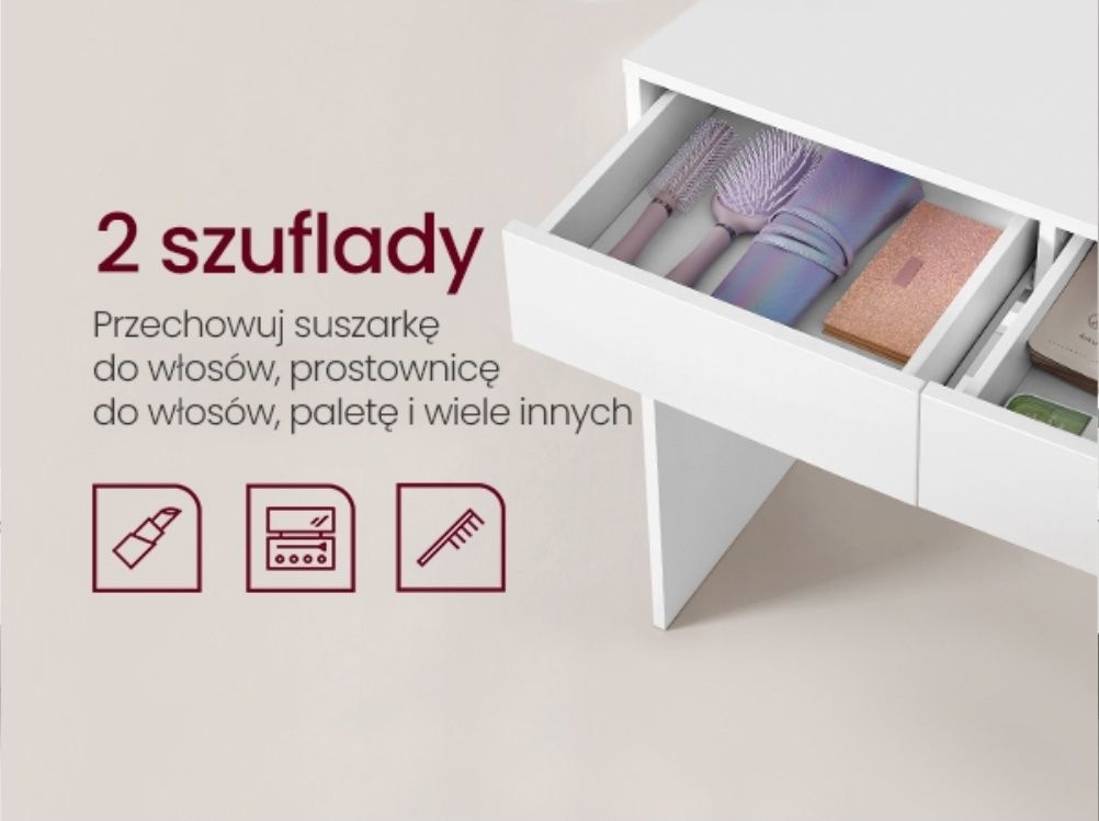 Nowa Toaletka z lustrem i regulowanym oświetleniem 145 x 80 x 40 cm
