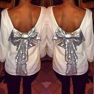 blusas lindas e elegantes com grande laço e decote nas costas