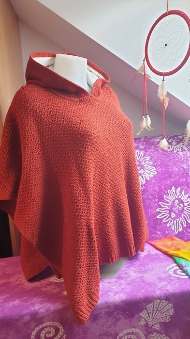 Jesienne damskie ponczo z kapturem One size