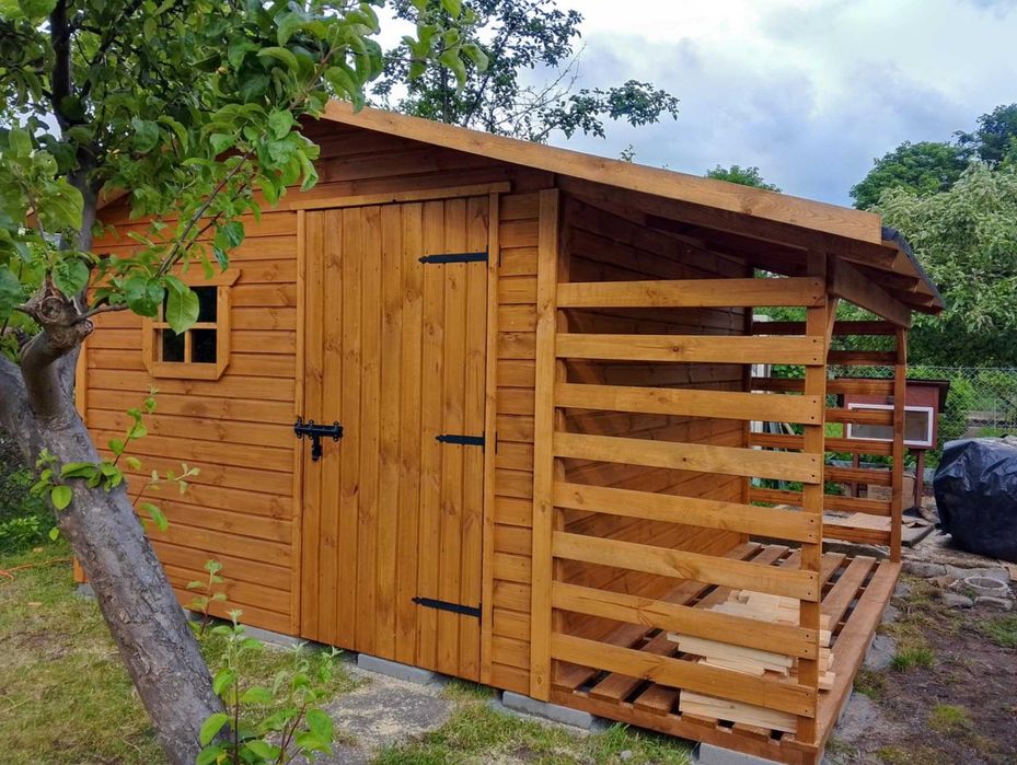 Domek narzędziowy 3x3 z drewutnia 1m, MONTAZ I PODŁOGA W CENIE!