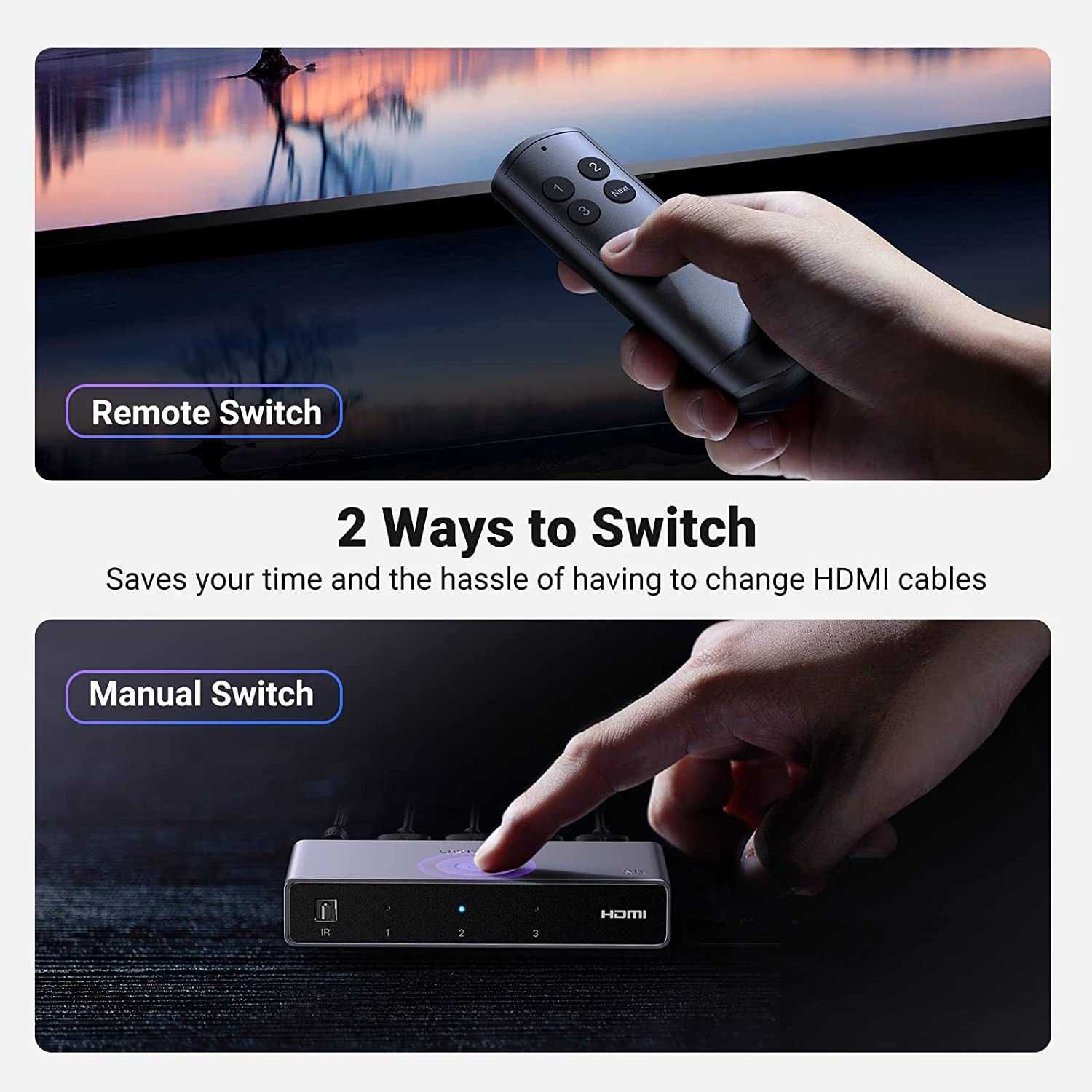 HDMI 2.1 Переключатель Коммутатор Switch 3-в-1 Ugreen 8k 60hz 4k 144hz
