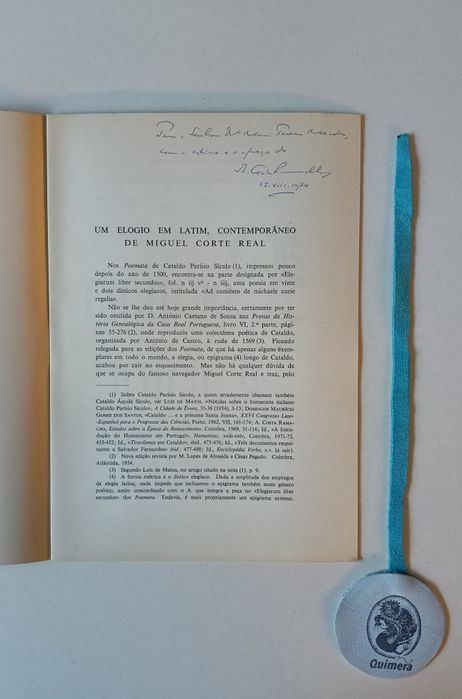 Um elogio em latim, contemporâneo de Miguel Corte Real