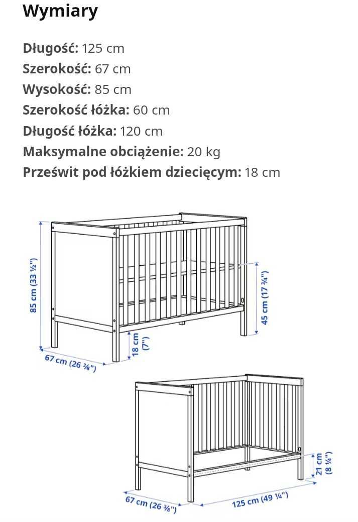 Łóżeczko IKEA SUNDVIK + materac