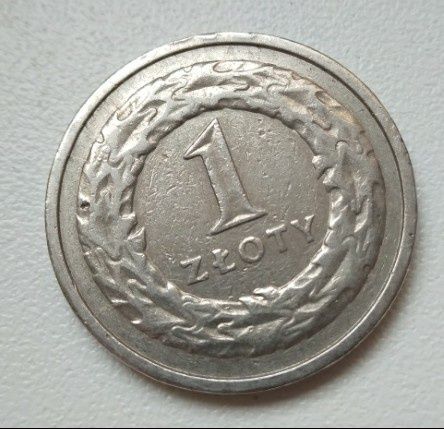 Moneta 1zł z 1990 destrukt
