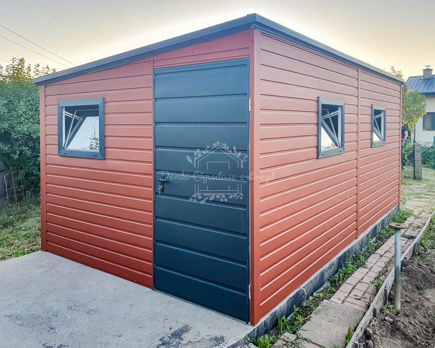 Domek Ogrodowy 2,5x4m - Jasny Brąz - Antracyt - Rynny spad w bok ID646
