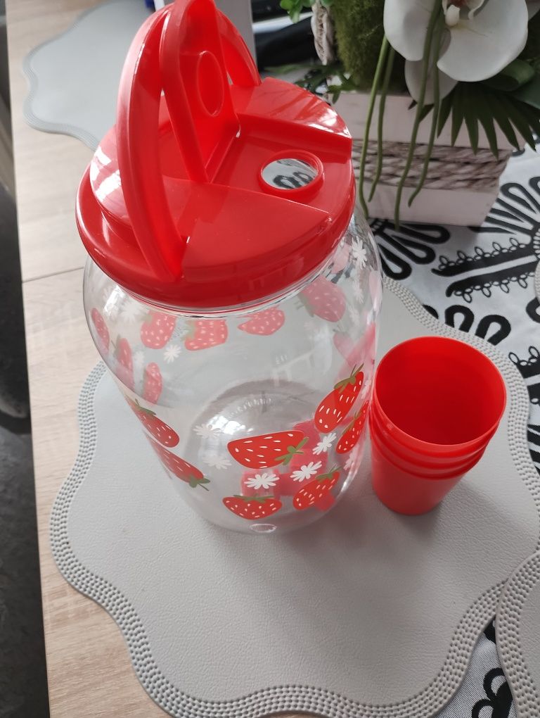 Smukee słoik na zimne napoje z kubkami3,8L