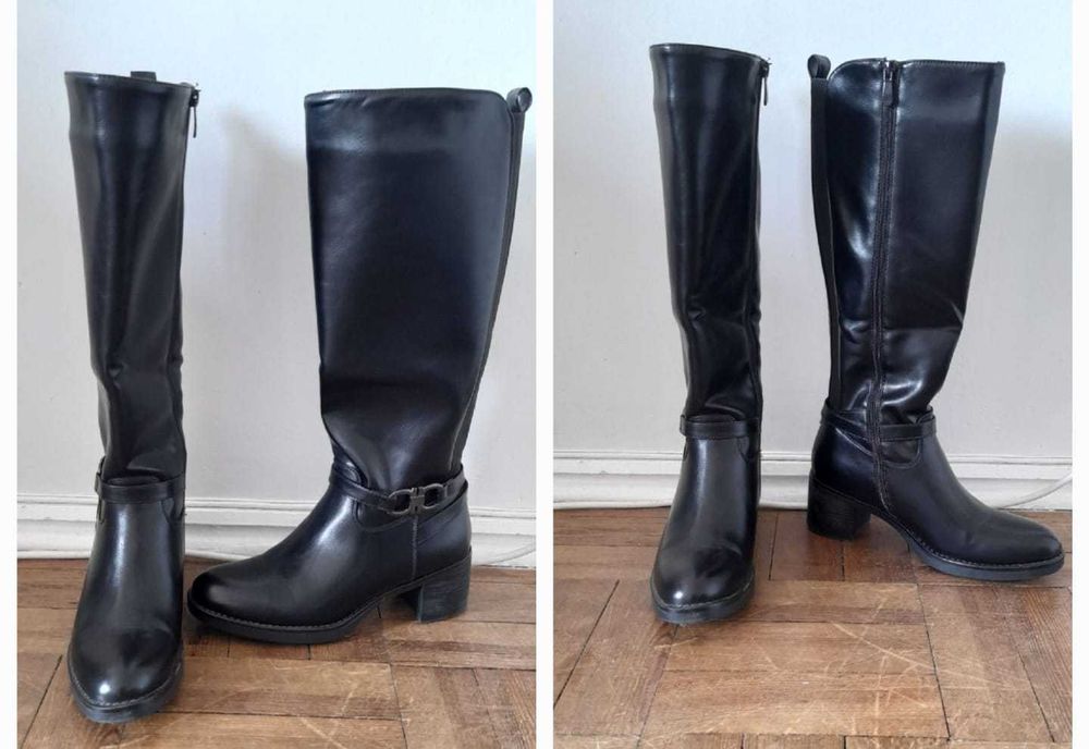 Bota preta fem cano médio