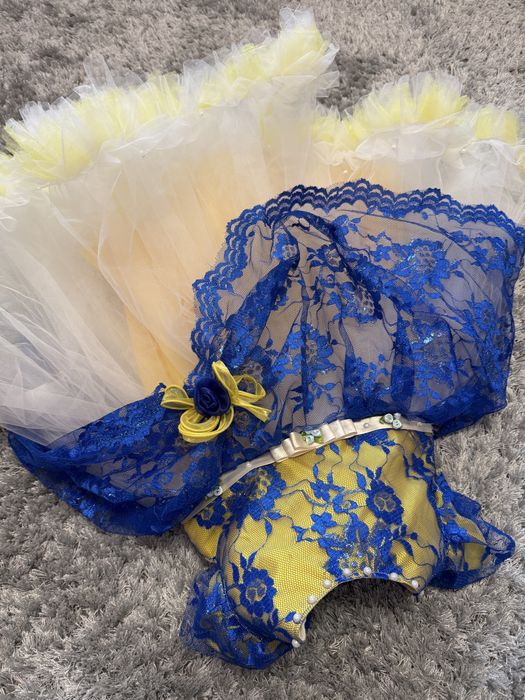 Свʼяткова сукня, українка, пишна, фатинова, жовта, синя, 92,98. 4 роки