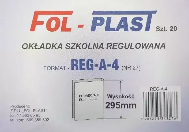 Okładka na podręcznik, A4 regulowana. Numer 27 (20 sztuk)
