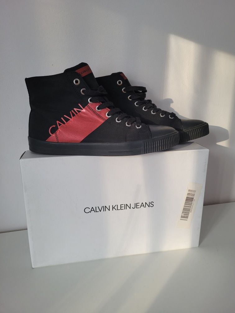 Calvin Klein Dalma. Trampki sneakersy czarne za kostkę, rozmiar 39