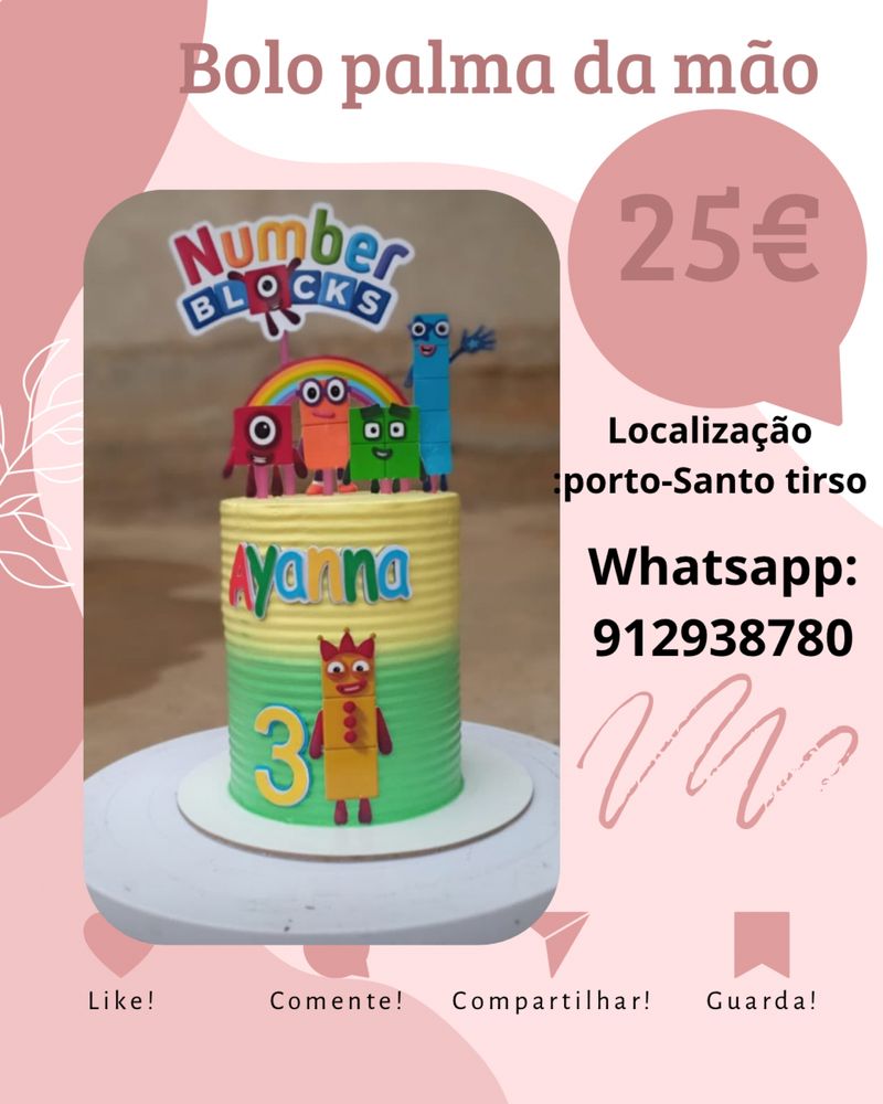 Bolos tematicos de aniversário (nome) palma da mão
