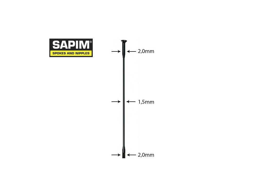 Raios Sapim Laser 2,0/1,5/2,0 preto 292 e 296mm
