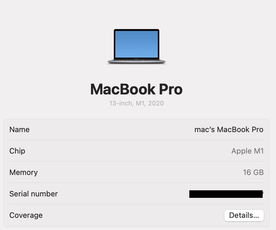 MacBook Pro 13’ 2020 M1 16GB RAM 512GB SSD 91%