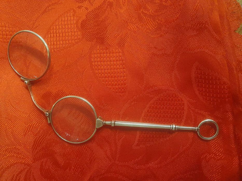 srebrne okulary binokle punce widoczne Ag.825