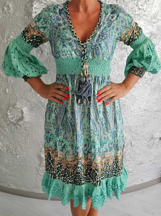Antica Sartoria POSITANO sukienka włoska boho roz L