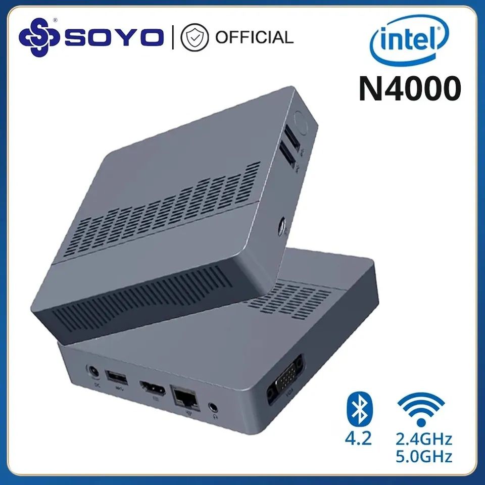 SOYO Air Мини ПК Intel N4000, Windows 11, 6 Gb оперативка, 128 винт.