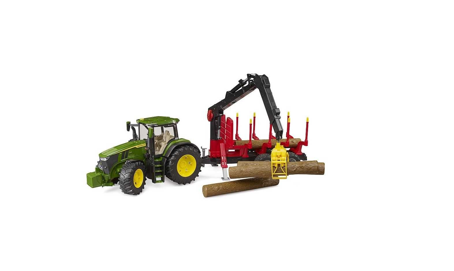 Prezent Bruder John Deere 7R 350 z przyczepą do przewozu drzew ZABAWKA