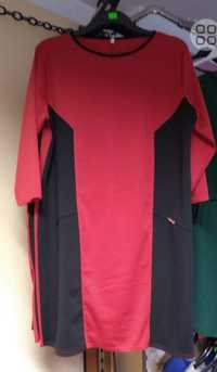 Sukienka czerwona z czarnym r.50 NOWA