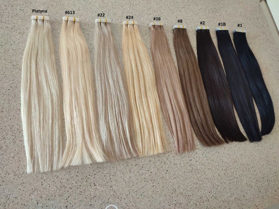 Włosy naturalne tape on metoda kanapkowa 38CM 20 taśm 40 gr+ remover