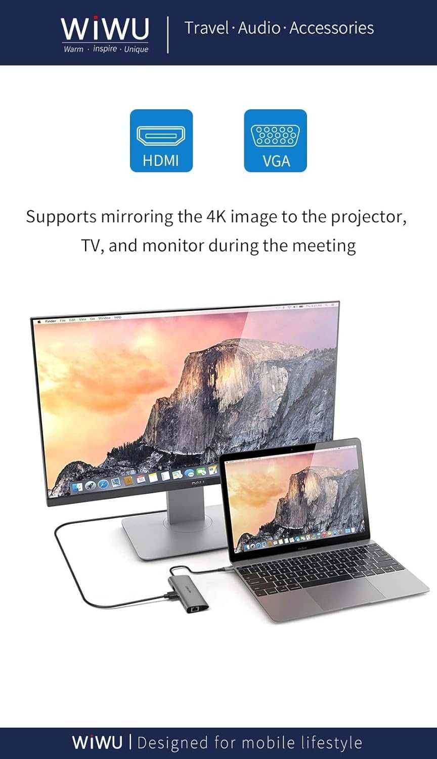 WIWU ALPHA hub USB-C 4xUSB LAN AUX VGA 4K HDMI MicroSD 11w1 do Macbook
